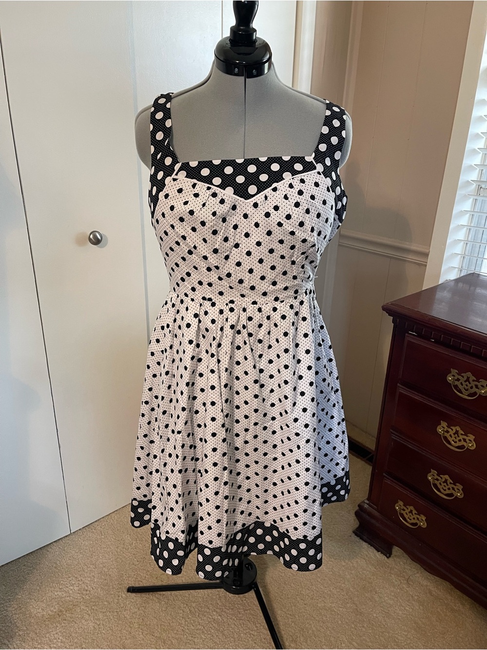 ModCloth Black and White Polka Dot Midi Dress